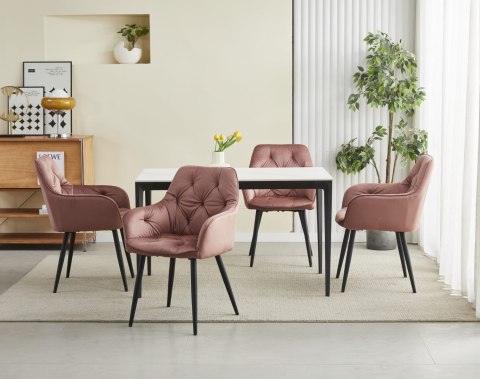 KRZESŁO TAPICEROWANE RÓŻOWE ELEGANZA, WELUROWE, DO SALONU, JADALNI, VELVET