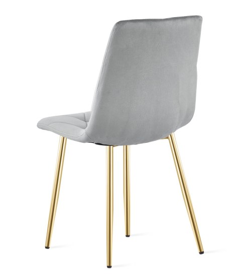 KRZESŁO TAPICEROWANE AURA, WELUROWE, SALON, JADALNI, VELVET, SZARE, GLAMOUR