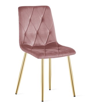 KRZESŁO TAPICEROWANE AURA, RÓŻOWE, WELUROWE, VELVET, GLAMOUR, SALON, KUCHNI