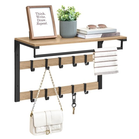 PÓŁKA WISZĄCA ŚCIENNA VERCENE, DĄB SONOMA, LOFT, DO SALONU, 65 CM