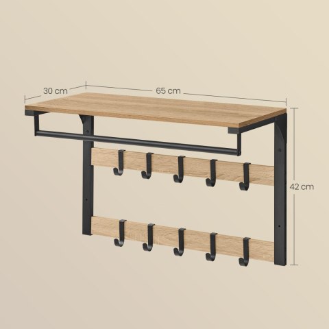 PÓŁKA WISZĄCA ŚCIENNA VERCENE, DĄB SONOMA, LOFT, DO SALONU, 65 CM
