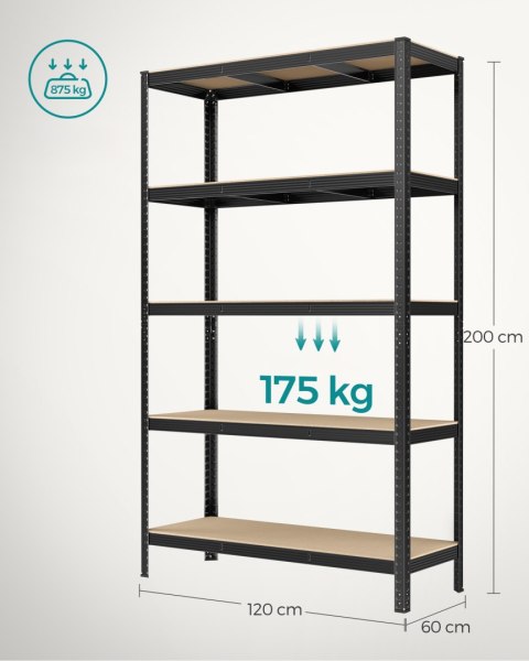 REGAŁ LUMINESSE, 5 PÓŁEK, LOFT, INDUSTRIALNY, DO SALONU, NA KSIĄŻKI, 200 CM