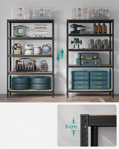 REGAŁ LUMINESSE, 5 PÓŁEK, LOFT, INDUSTRIALNY, DO SALONU, NA KSIĄŻKI, 200 CM