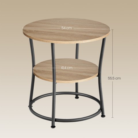 STOLIK KAWOWY OKRĄGŁY RUSTIQUE, LAWA, LOFT, DO SALONU, Z PÓŁKĄ, CZARNY