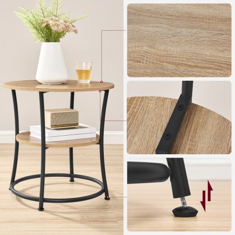 STOLIK KAWOWY OKRĄGŁY RUSTIQUE, LAWA, LOFT, DO SALONU, Z PÓŁKĄ, CZARNY