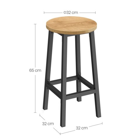 Taboret barowy - dąb / nogi czarne