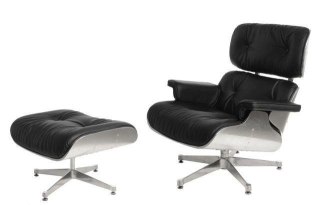 Fotel Vip z podnóżkiem czarny/aluminium ( Rozmiar: uniwersalny )