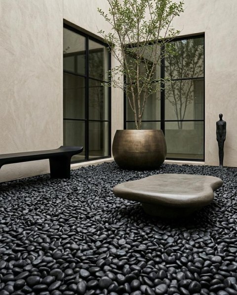 Kamień OTOCZAK 3-5 cm 200 kg polerowany czarny