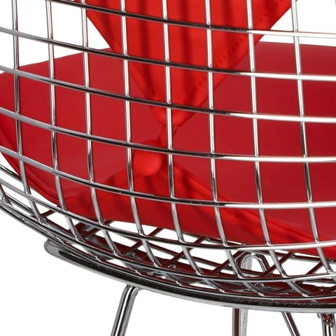 Krzesło metalowe Net Double czerwone do jadalni nowoczesne druciane D2.DESIGN chromowane ( Rozmiar: uniwersalny )