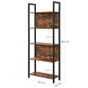REGAŁ CHARMEL, NA KSIĄŻKI, DO SALONU, LOFT, INDUSTRIALNY, 5 PÓŁEK, 165 CM