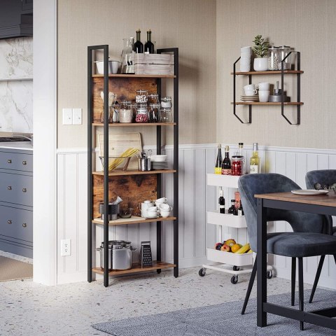 REGAŁ CHARMEL, NA KSIĄŻKI, DO SALONU, LOFT, INDUSTRIALNY, 5 PÓŁEK, 165 CM