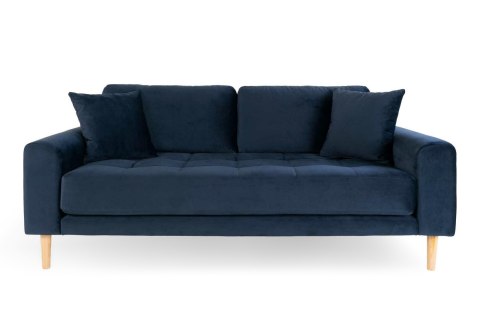 Sofa Lido 3 osobowa welurowa granatowa skandynawska do salonu z podłokietnikami Intesi ( Rozmiar: uniwersalny )