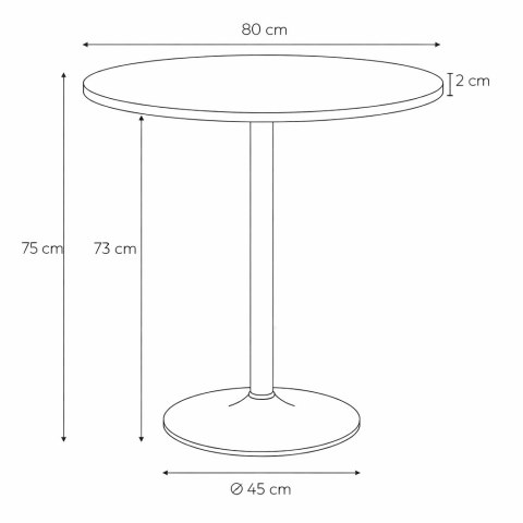 Stół Hvar 80cm czarny ( Rozmiar: uniwersalny )