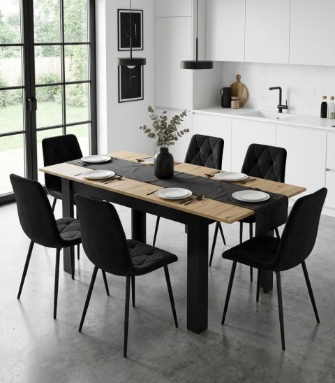 STÓŁ ROZKŁADANY MODUS, 120-160X80, DĄB ARTISAN, CZARNE NOGI, SALON, LOFT