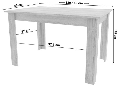 STÓŁ ROZKŁADANY MODUS, 120-160X80, DĄB ARTISAN, CZARNE NOGI, SALON, LOFT