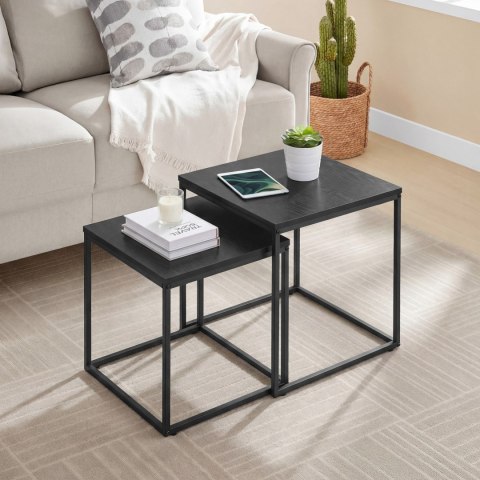 STOLIK KAWOWY NEXUS, ŁAWA, ZESTAW 2 SZT, DĄB CZARNY, LOFT, DO SALONU, 50 CM