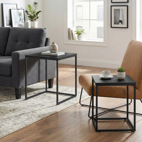 STOLIK KAWOWY NEXUS, ŁAWA, ZESTAW 2 SZT, DĄB CZARNY, LOFT, DO SALONU, 50 CM