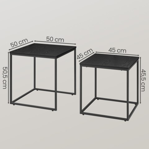 STOLIK KAWOWY NEXUS, ŁAWA, ZESTAW 2 SZT, DĄB CZARNY, LOFT, DO SALONU, 50 CM