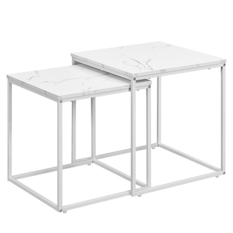 STOLIK KAWOWY NEXIS, ZESTAW 2 SZT, BIAŁY MARMUR, ŁAWA, LOFT, DO SALONU