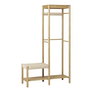 Wieszak stojący do przedpokoju Ember bambusowy z siedziskiem i półką Intesi boho 95 cm ( Rozmiar: uniwersalny )