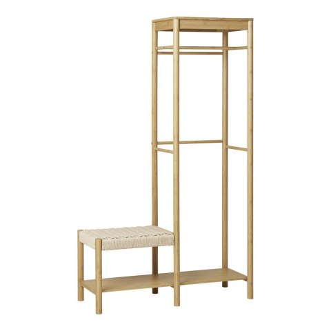 Wieszak stojący do przedpokoju Ember bambusowy z siedziskiem i półką Intesi boho 95 cm ( Rozmiar: uniwersalny )