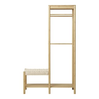 Wieszak stojący do przedpokoju Ember bambusowy z siedziskiem i półką Intesi boho 95 cm ( Rozmiar: uniwersalny )