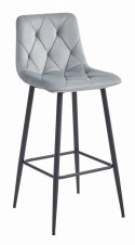 HOKER BAROWY AURA, KRZESŁO KUCHENNE, WELUR, SREBRNO SZARY, LOFT, 76CM