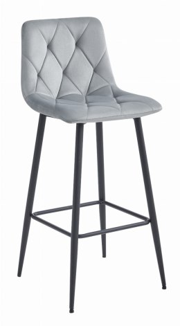 HOKER BAROWY AURA, KRZESŁO KUCHENNE, WELUR, SREBRNO SZARY, LOFT, 76CM