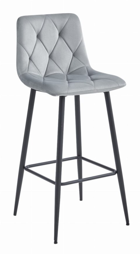 HOKER BAROWY AURA, KRZESŁO KUCHENNE, WELUR, SREBRNO SZARY, LOFT, 76CM