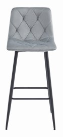 HOKER BAROWY AURA, KRZESŁO KUCHENNE, WELUR, SREBRNO SZARY, LOFT, 76CM