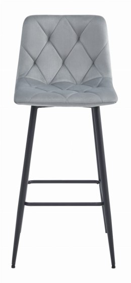 HOKER BAROWY AURA, KRZESŁO KUCHENNE, WELUR, SREBRNO SZARY, LOFT, 76CM
