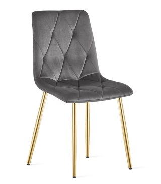 KRZESŁO TAPICEROWANE AURA, WELUROWE, SALON, JADALNI, SZARE, VELVET, GLAMOUR