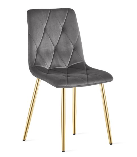 KRZESŁO TAPICEROWANE AURA, WELUROWE, SALON, JADALNI, SZARE, VELVET, GLAMOUR