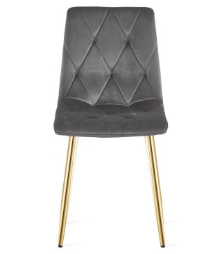 KRZESŁO TAPICEROWANE AURA, WELUROWE, SALON, JADALNI, SZARE, VELVET, GLAMOUR
