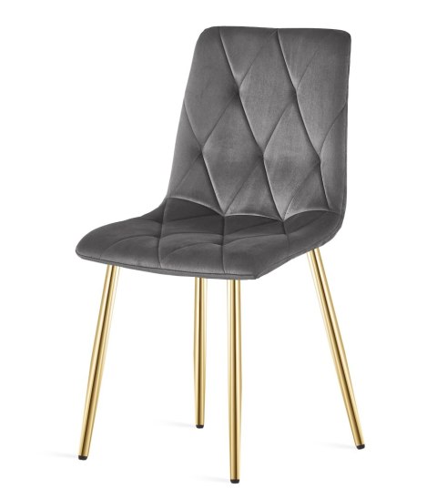 KRZESŁO TAPICEROWANE AURA, WELUROWE, SALON, JADALNI, SZARE, VELVET, GLAMOUR