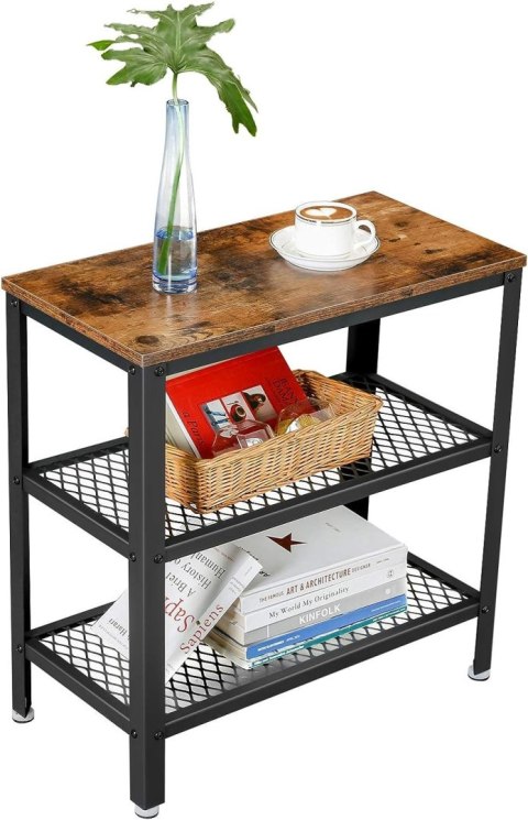 STOLIK KAWOWY, ŁAWA SOLEIL, LOFT, Z PÓŁKĄ, CZARNY, DO SALONU, 60 CM