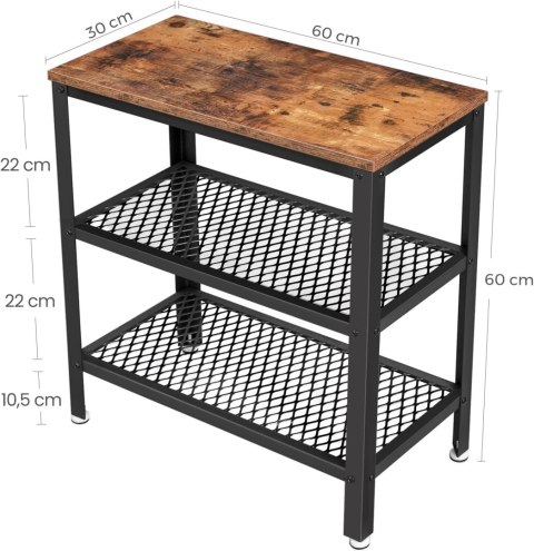 STOLIK KAWOWY, ŁAWA SOLEIL, LOFT, Z PÓŁKĄ, CZARNY, DO SALONU, 60 CM