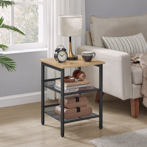 STOLIK KAWOWY FRAME, ŁAWA, LOFT, SONOMA, CZARNY, DO SALONU, Z PÓŁKĄ, 40 CM