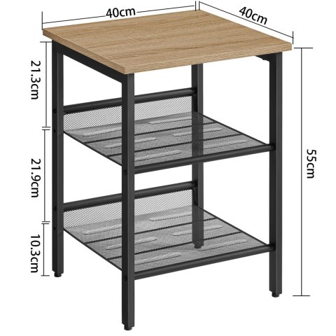 STOLIK KAWOWY FRAME, ŁAWA, LOFT, SONOMA, CZARNY, DO SALONU, Z PÓŁKĄ, 40 CM