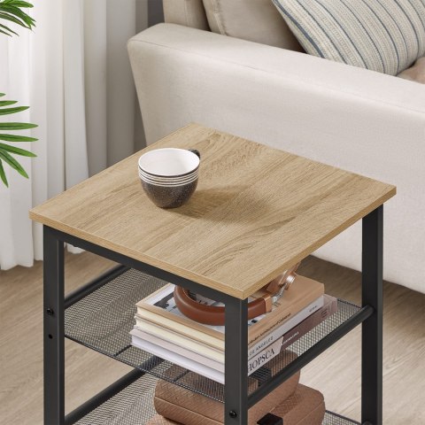 STOLIK KAWOWY FRAME, ŁAWA, LOFT, SONOMA, CZARNY, DO SALONU, Z PÓŁKĄ, 40 CM