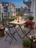 METALOWE SKŁADANE KRZESŁO LOFT, CIEMNE SZARE, DO KUCHNI, NA BALKON, SOLIDNE