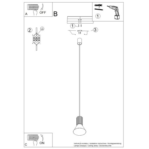 Lampa wisząca ESTRIA 1 biała/ultramaryna