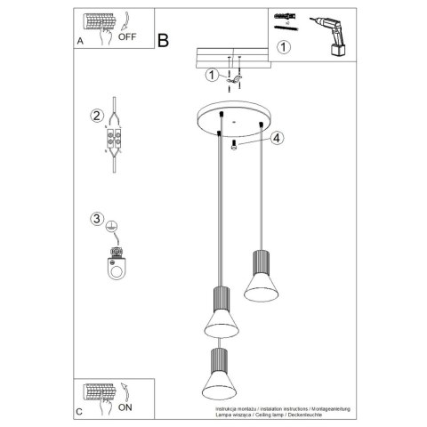 Lampa wisząca ESTRIA 3P beżowa