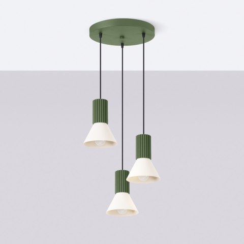 Lampa wisząca ESTRIA 3P beżowa/zielona oliwka