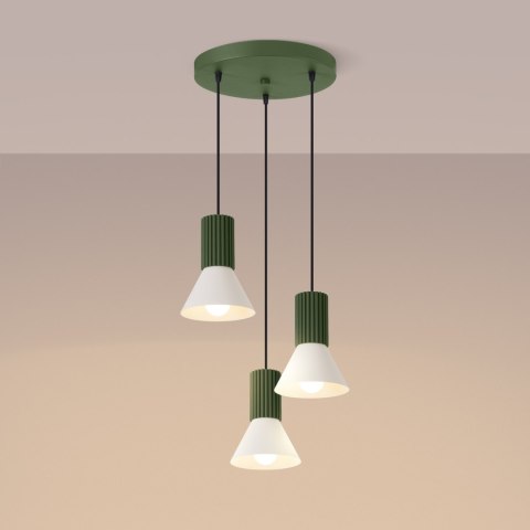 Lampa wisząca ESTRIA 3P beżowa/zielona oliwka