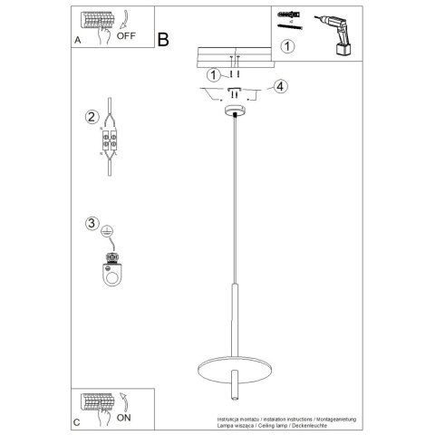 Lampa wisząca FELTRO 1 czarna/żółta