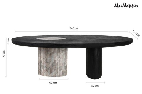 STÓŁ JADALNIANY PIETRA 240, MARMUR, DREWNO MANGO, JAPANDI, MODERN, PREMIUM