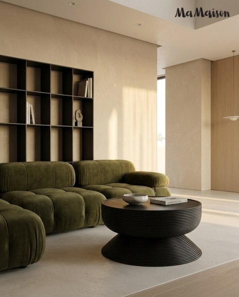 STOLIK KAWOWY MONOLITH, CZARNY, OKRĄGŁY, DO SALONU, LOFT, LAWA, STÓŁ, 75CM