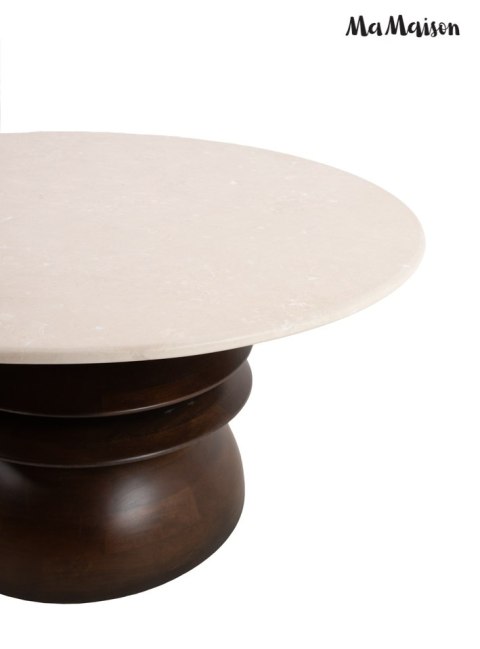 STOLIK KAWOWY ANIMA, ŁAWA, OKRĄGŁY, BIAŁY MARMUR, LOFT, 80 CM, DO SALONU