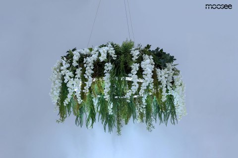 LAMPA WISZĄCA FIORITO MOOSEE, LED, ROŚLINY, KWIATY, PILOT, RING, 80 CM